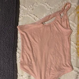Pink one shoulder body suit